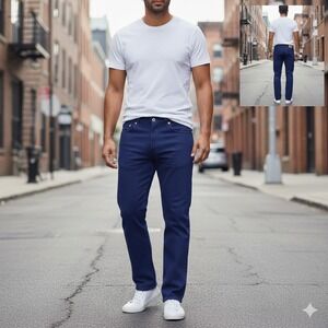 Levi's 501 Original Fit Men's Blue Cotton Straight Leg Jeans 36x30